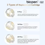 Bio Pen Q2 3 in 1 Stylo de Microneedling 3 types de cartouches de rechange